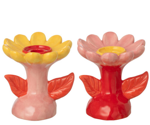 Candeliere Fiore Gres Multicolore set di 2- Jolipa