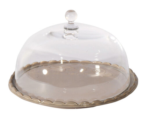 PIATTO DOLCE C/CAMPANA *VOLUTE* GRIGIO TORTORA – Virginia Casa