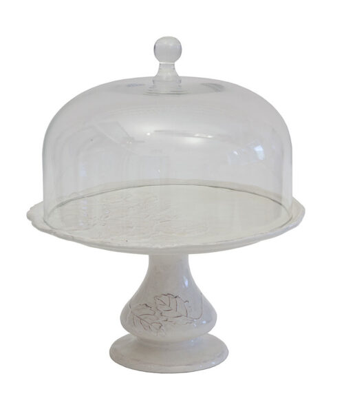 PORTA TORTA H34CM C/CAMPANA *ROMANTICA* BIANCO – Virginia Casa