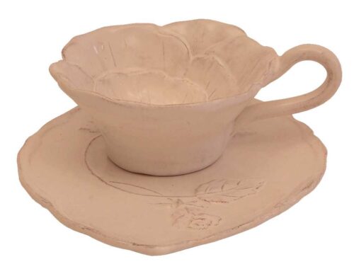 SET 6 TAZZA & PIATTINO DA THE *ROMANTICA* ROSA PESCA – Virginia Casa