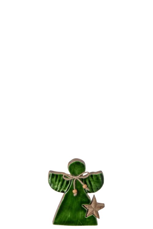 ANGELO CON STELLA IN LEGNO DI MANGO NAT/VERDE SMALL – JOLIPA