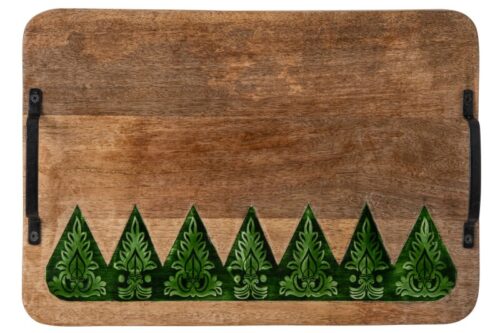 VASSOIO INCISO IN LEGNO NAT/VERDE – JOLIPA