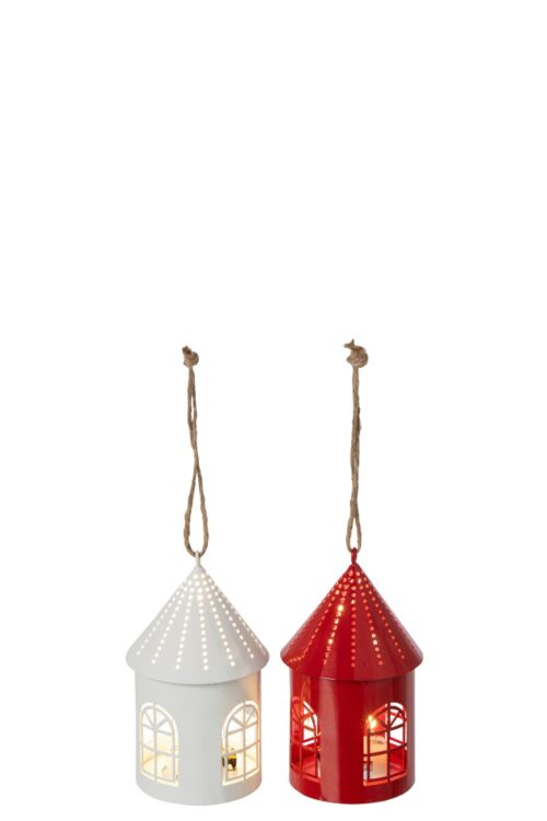 SET 2 PENDENTI CASA LED BIANCO E ROSSO – JOLIPA