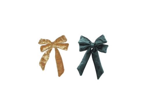 SET DI 2 FIOCCO IN VELLUTO CON CLIP VERDE-ORO – BRUCO