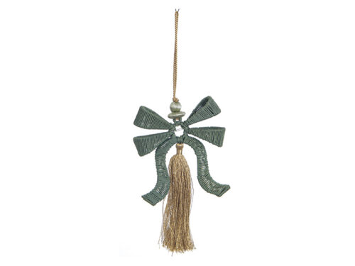 DECORAZIONE FIOCCO CON NAPPA SILK IN FILO VERDE/ORO – BRUCO