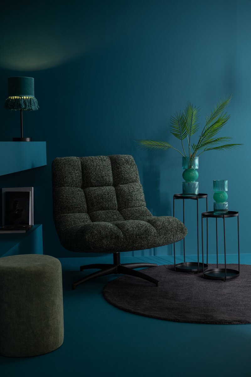 POUF IN TESSUTO VERDE/GRIGIO - JOLIPA - immagine 3